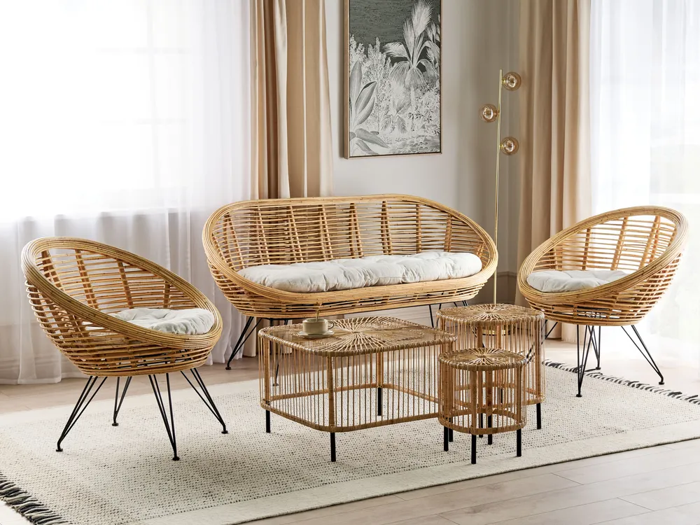 MARATEA/CESENATICO 4-zits Loungeset met Tafel Natuurlijk Rotan - Afbeelding 3