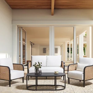MONTEFALCO 4-zits Loungeset met Tafel | Wit Metaal