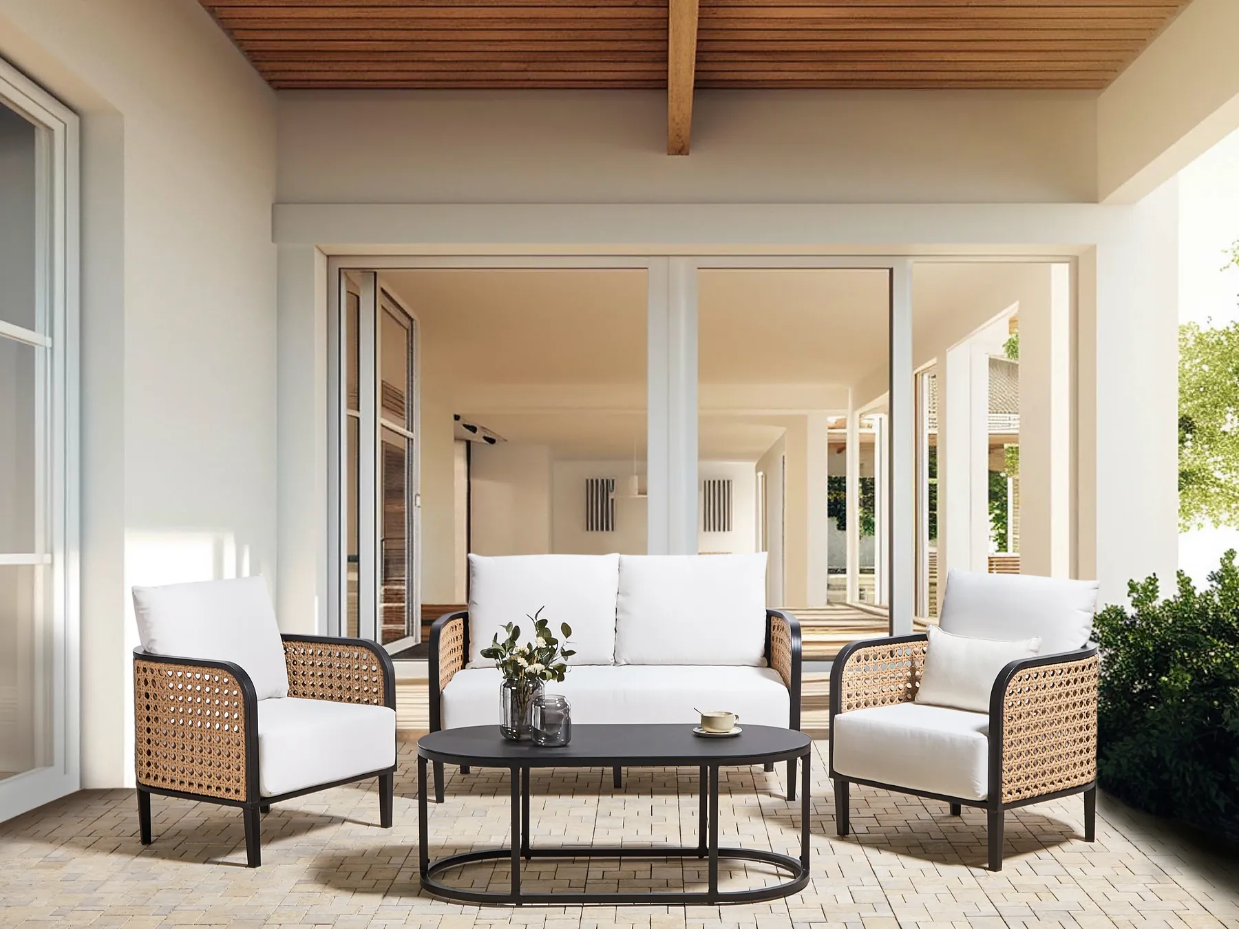 MONTEFALCO 4-zits Loungeset met Tafel | Wit Metaal