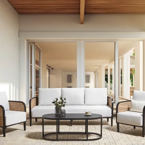 MONTEFALCO 5-zits Loungeset met Tafel Wit Metaal