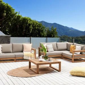 TIMOR 4-zits Loungeset met Tafel | Lichtbruin Acaciahout