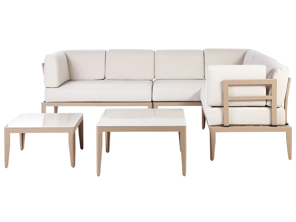 RIMA III 6-zits Tuin Hoekloungeset met Tafels Linkszijdig | Lichtbeige Aluminium - Afbeelding 2