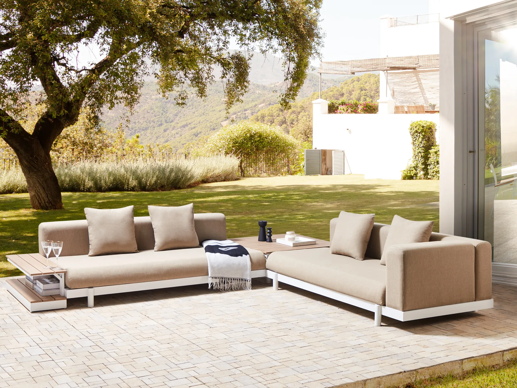 MISSANELLO 5-zits Tuin Hoekloungeset met Tafels | Beige - Afbeelding 3