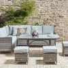 LACONA 9-zits Loungeset met Tafel en Ottomaan Rechtszijdig Lichtgrijs PE Rotan