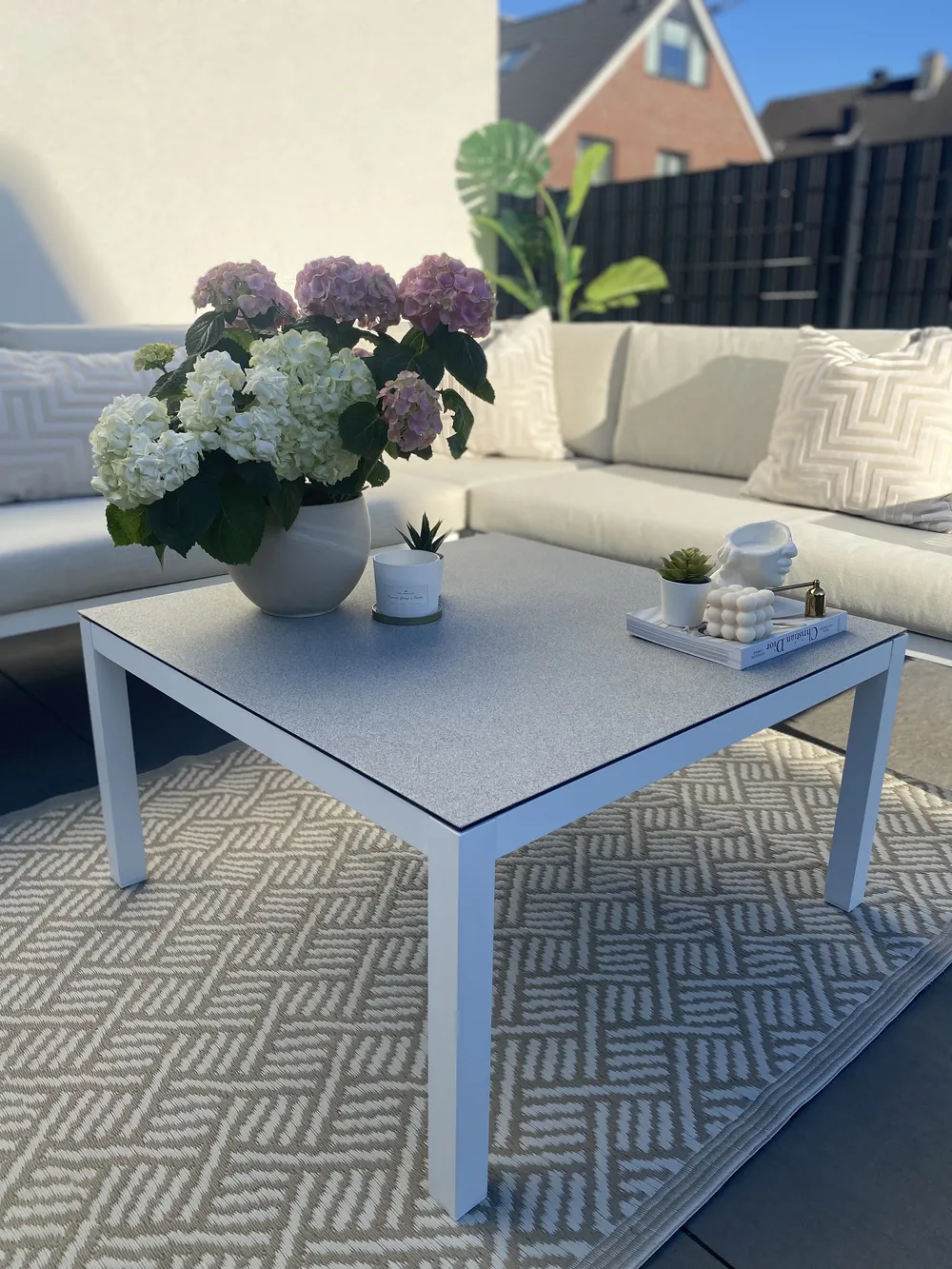 BORELLO 4-zits Tuin Hoekloungeset met Tafel Linkszijdig Beige Metaal - Afbeelding 2