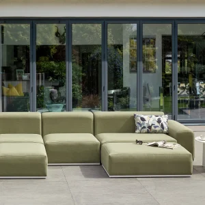 BATTIFOLLO 7-zits Tuin loungebank met ottomaan Olijfgroen modulair