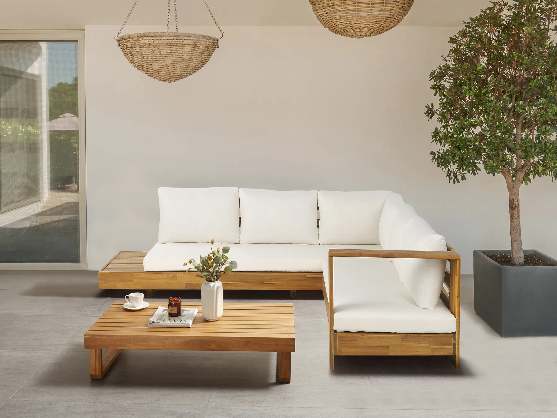 MARETTIMO 5-zits Tuin Hoekloungeset met Tafel Linkszijdig | Bruin