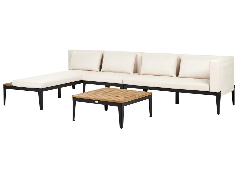 BRACCIANO 4-zits Tuin Hoekloungeset met Tafel Rechtszijdig | Lichtbeige Acaciahout - Afbeelding 3
