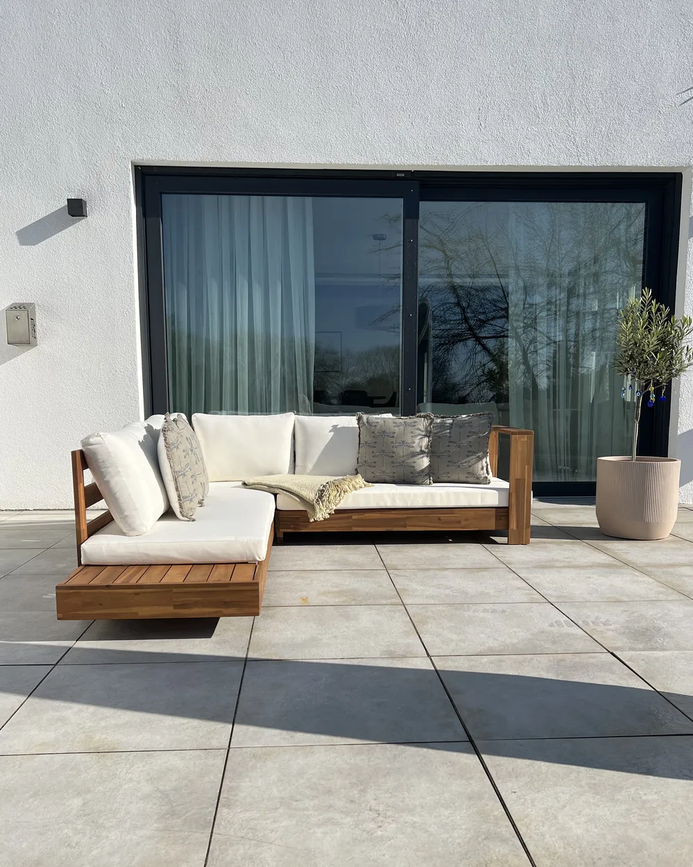 MARETTIMO 5-zits Tuin Hoekbank Linkszijdig | Bruin Acaciahout - Afbeelding 4