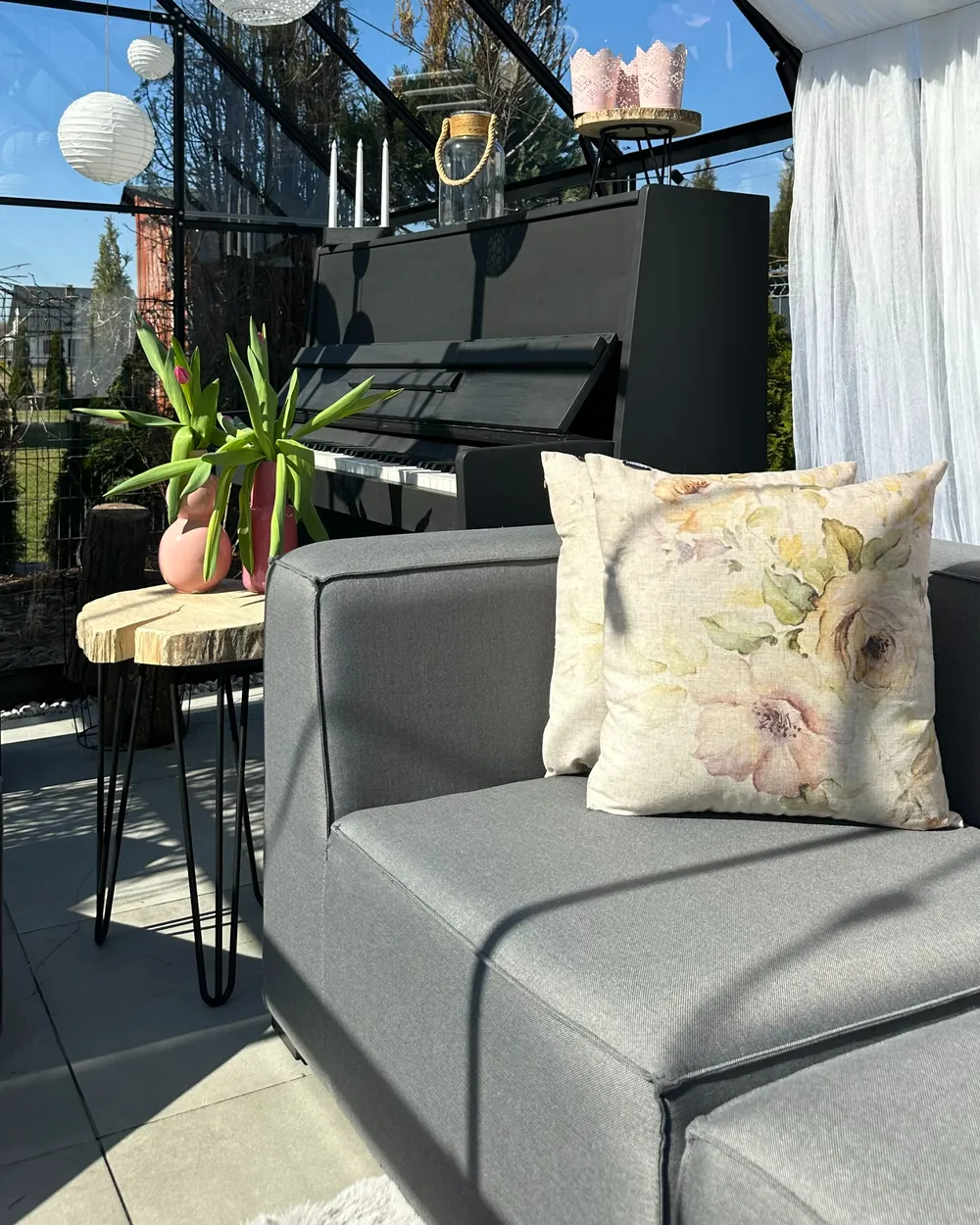 AREZZO 4-zits Tuin Loungebank met Ottomaan | Donkergrijs Modulair - Afbeelding 5