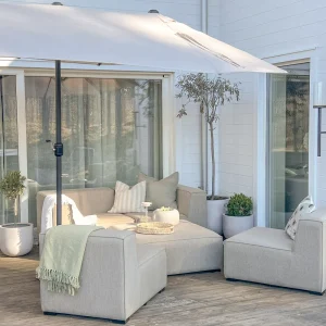 AREZZO 4-zits Tuin Loungebank met Ottomaan | Beige Modulair