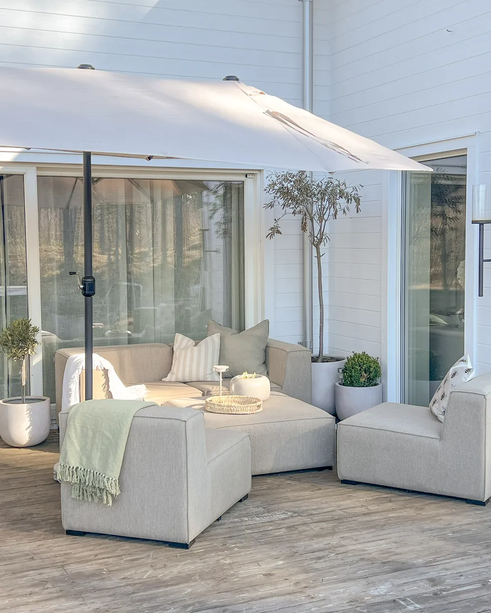 AREZZO 4-zits Tuin Loungebank met Ottomaan | Beige Modulair