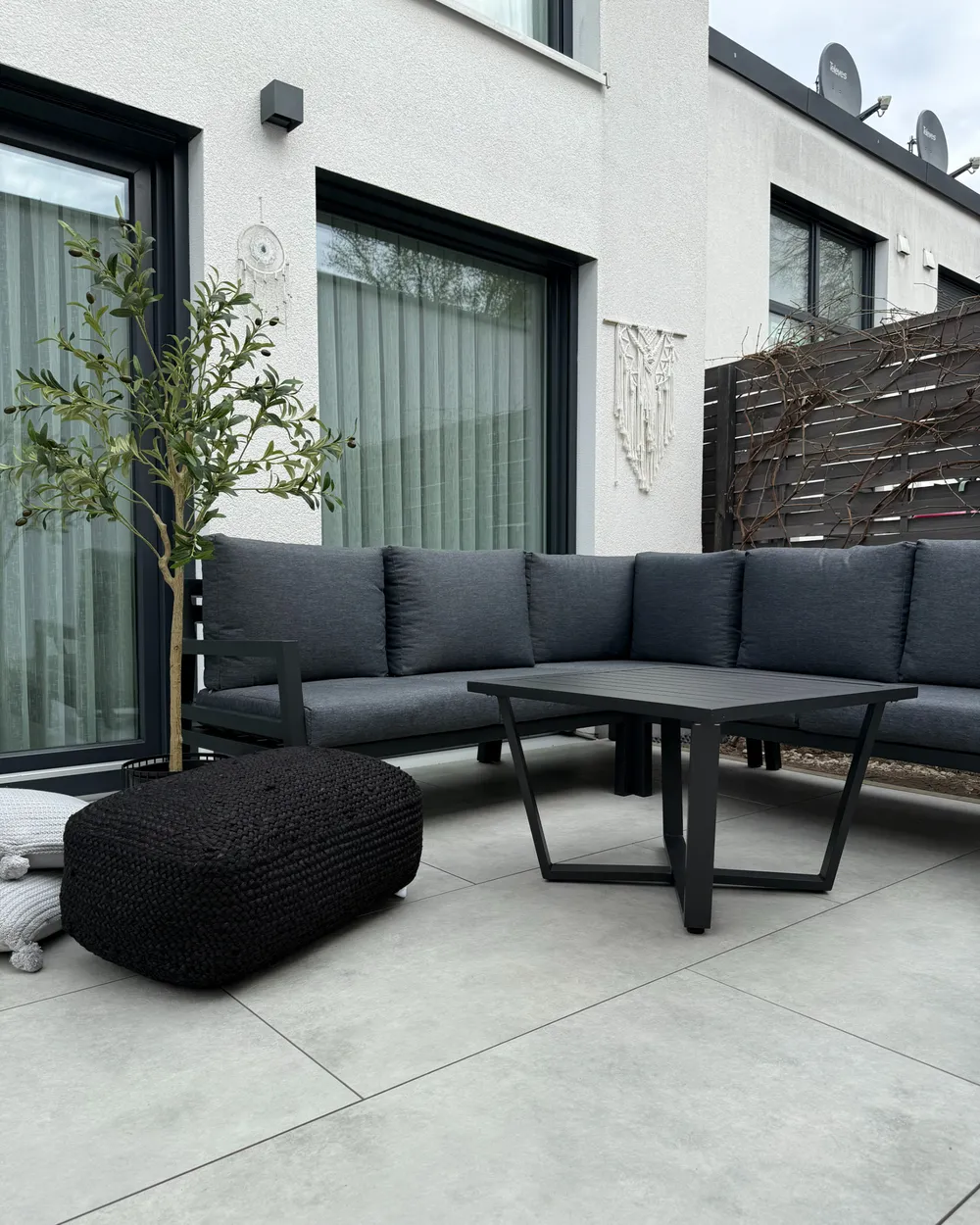 VIZZINI 5-zits Tuin Hoekloungeset met Tafel | Donkergrijs Aluminium - Afbeelding 2